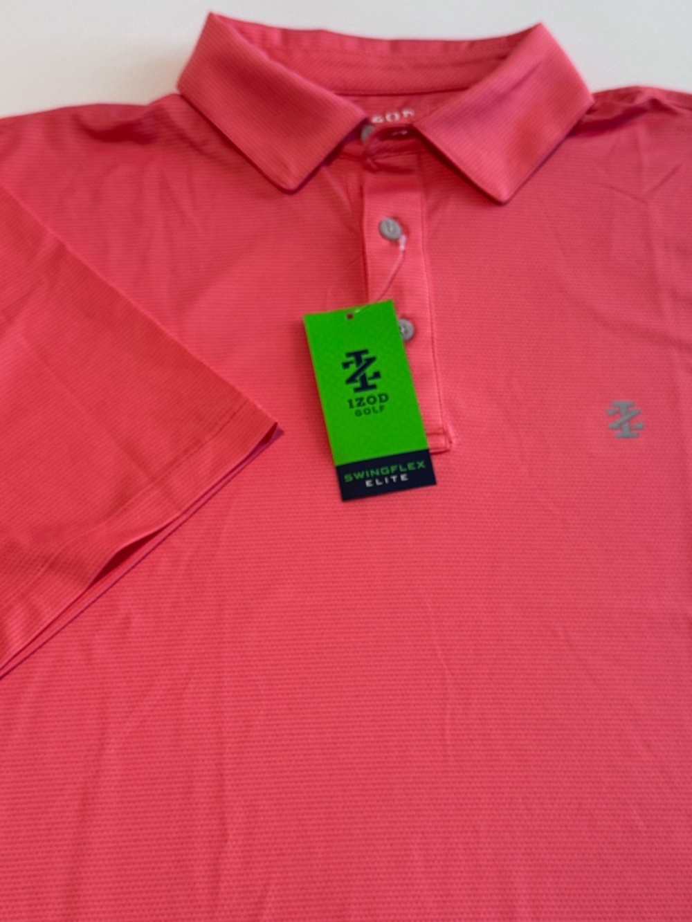 Izod Coral Golf Polo Shirt with Logo. M. NWT